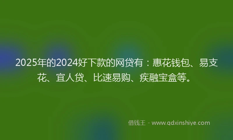 2025年的2024好下款的网贷有：惠花钱包、易支花、宜人贷、比速易购、疾融宝盒等。