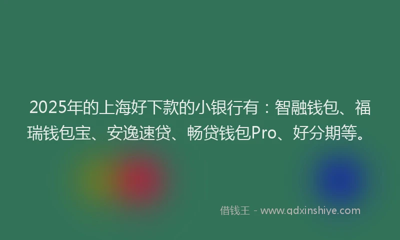 2025年的上海好下款的小银行有：智融钱包、福瑞钱包宝、安逸速贷、畅贷钱包Pro、好分期等。