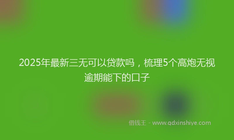 2025年最新三无可以贷款吗，梳理5个高炮无视逾期能下的口子