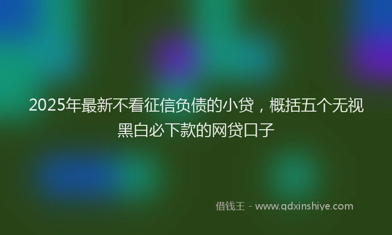 2025年最新不看征信负债的小贷，概括五个无视黑白必下款的网贷口子