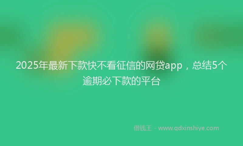 2025年最新下款快不看征信的网贷app，总结5个逾期必下款的平台