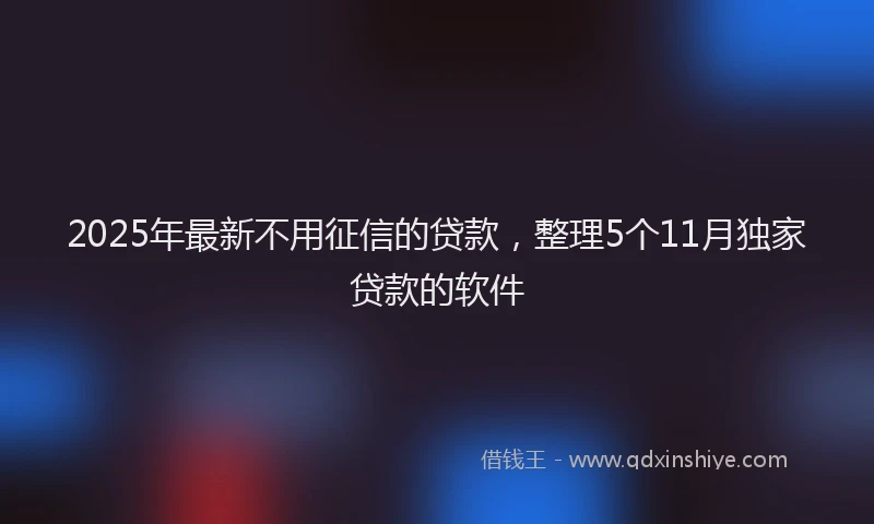2025年最新不用征信的贷款，整理5个11月独家贷款的软件