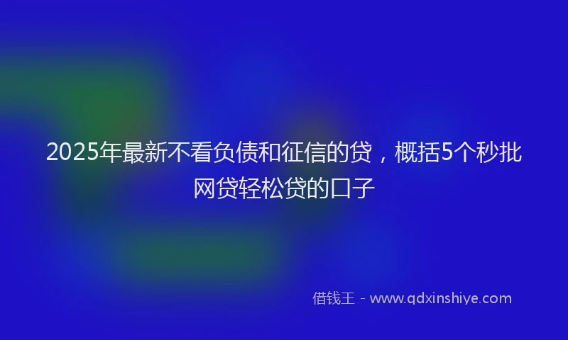 2025年最新不看负债和征信的贷，概括5个秒批网贷轻松贷的口子