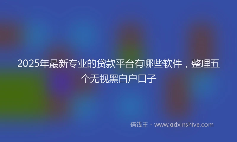2025年最新专业的贷款平台有哪些软件，整理五个无视黑白户口子