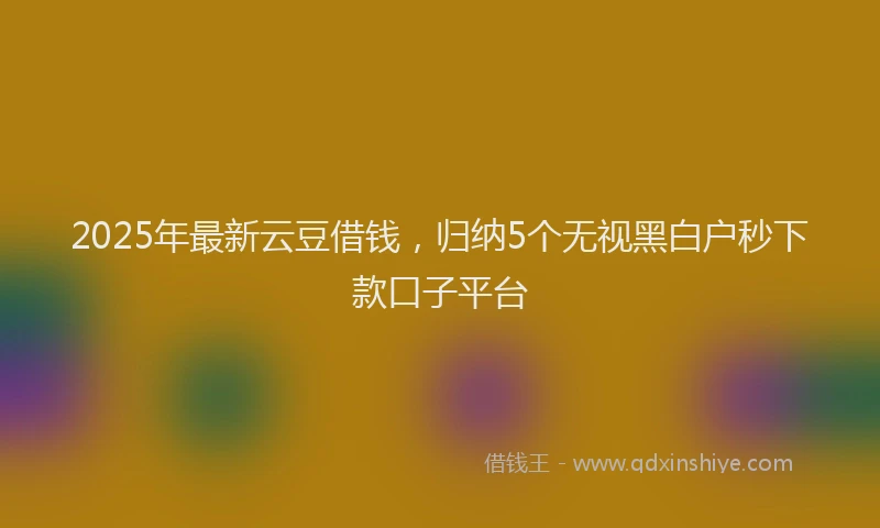 2025年最新云豆借钱，归纳5个无视黑白户秒下款口子平台