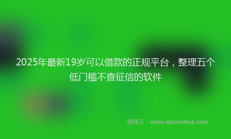 2025年最新19岁可以借款的正规平台，整理五个低门槛不查征信的软件