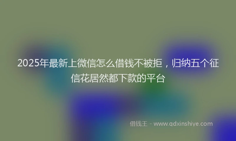 2025年最新上微信怎么借钱不被拒，归纳五个征信花居然都下款的平台