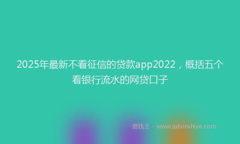 2025年最新不看征信的贷款app2022，概括五个看银行流水的网贷口子