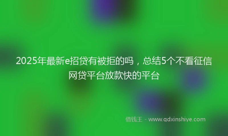 2025年最新e招贷有被拒的吗，总结5个不看征信网贷平台放款快的平台