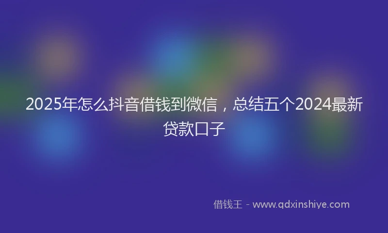 2025年怎么抖音借钱到微信，总结五个2024最新贷款口子