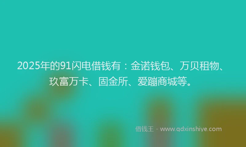 2025年的91闪电借钱有：金诺钱包、万贝租物、玖富万卡、固金所、爱蹦商城等。