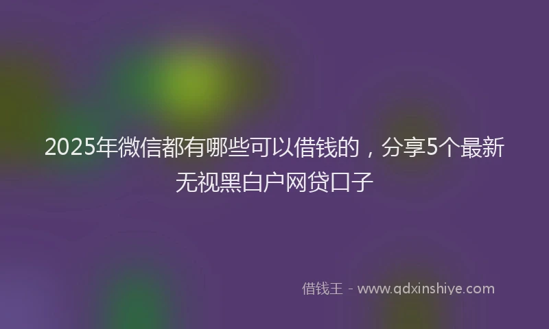 2025年微信都有哪些可以借钱的，分享5个最新无视黑白户网贷口子