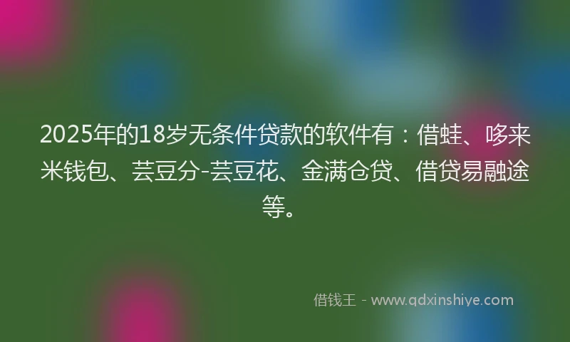 2025年的18岁无条件贷款的软件有：借蛙、哆来米钱包、芸豆分-芸豆花、金满仓贷、借贷易融途等。