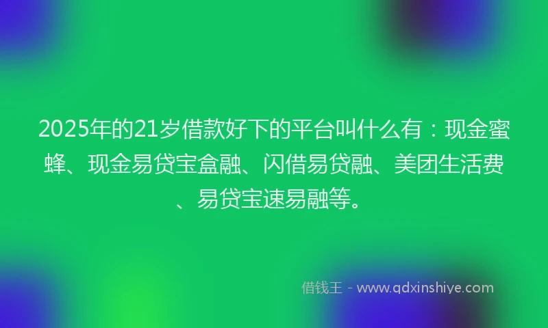 2025年的21岁借款好下的平台叫什么有：现金蜜蜂、现金易贷宝盒融、闪借易贷融、美团生活费、易贷宝速易融等。