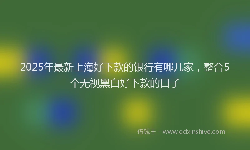 2025年最新上海好下款的银行有哪几家，整合5个无视黑白好下款的口子