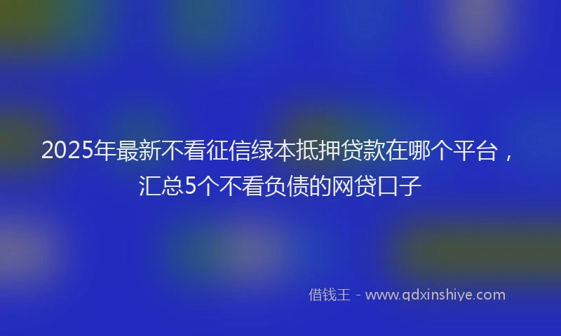2025年最新不看征信绿本抵押贷款在哪个平台，汇总5个不看负债的网贷口子
