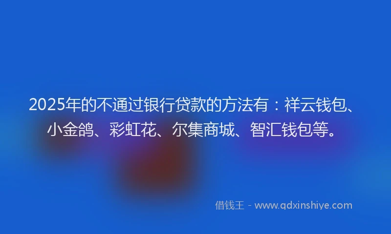 2025年的不通过银行贷款的方法有：祥云钱包、小金鸽、彩虹花、尔集商城、智汇钱包等。