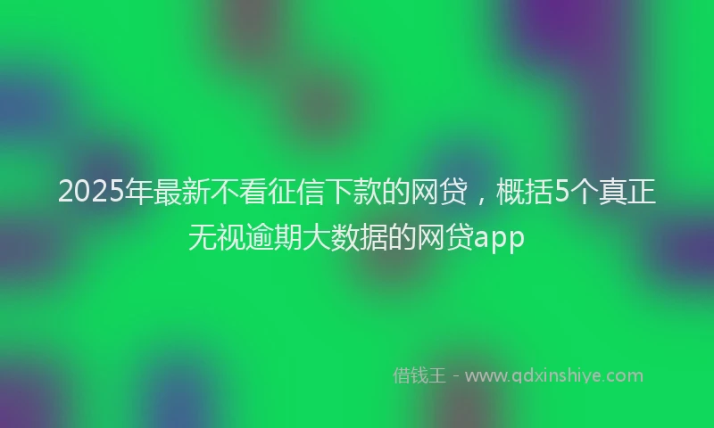 2025年最新不看征信下款的网贷，概括5个真正无视逾期大数据的网贷app