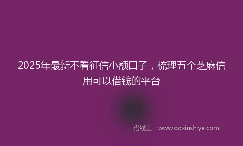 2025年最新不看征信小额口子，梳理五个芝麻信用可以借钱的平台