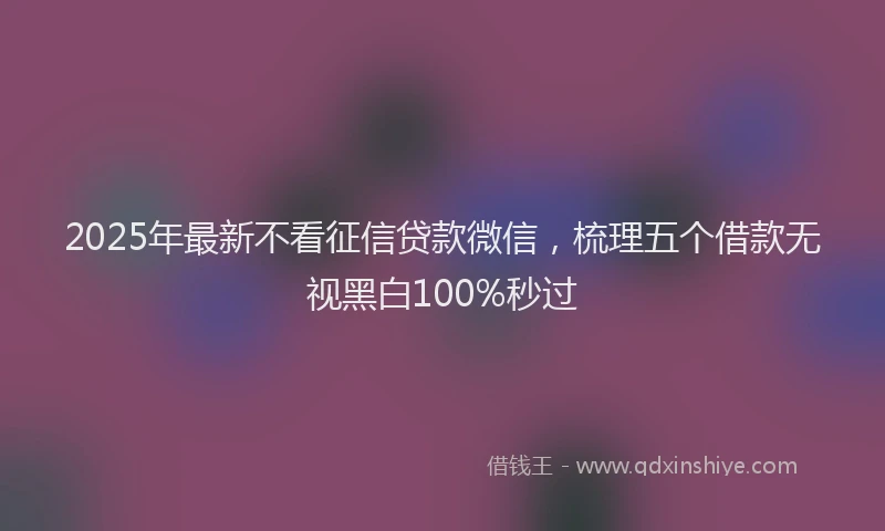 2025年最新不看征信贷款微信，梳理五个借款无视黑白100%秒过
