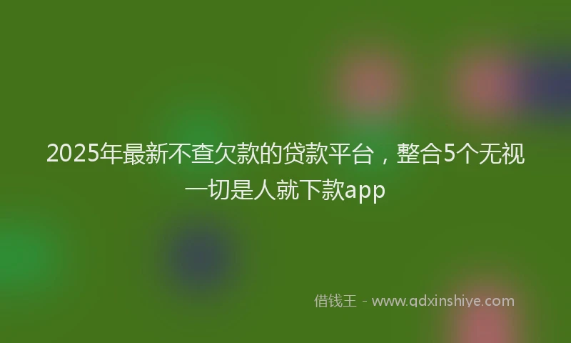 2025年最新不查欠款的贷款平台，整合5个无视一切是人就下款app