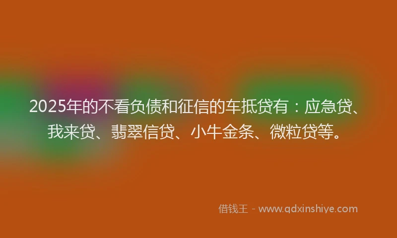 2025年的不看负债和征信的车抵贷有：应急贷、我来贷、翡翠信贷、小牛金条、微粒贷等。