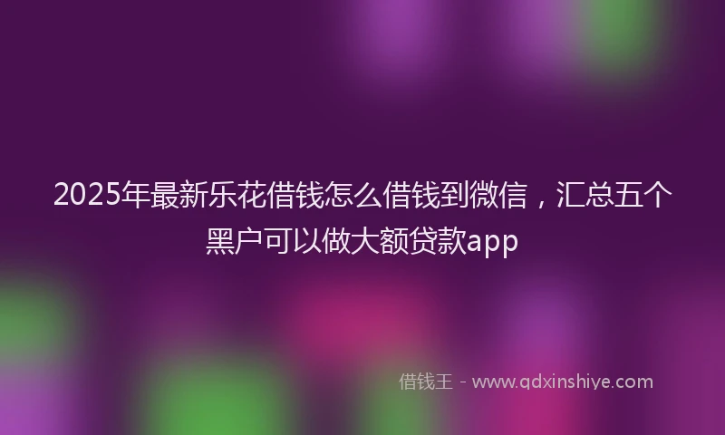 2025年最新乐花借钱怎么借钱到微信，汇总五个黑户可以做大额贷款app