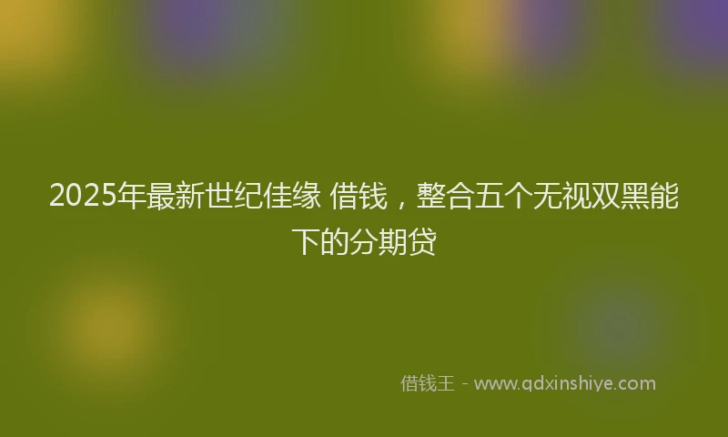 2025年最新世纪佳缘 借钱，整合五个无视双黑能下的分期贷