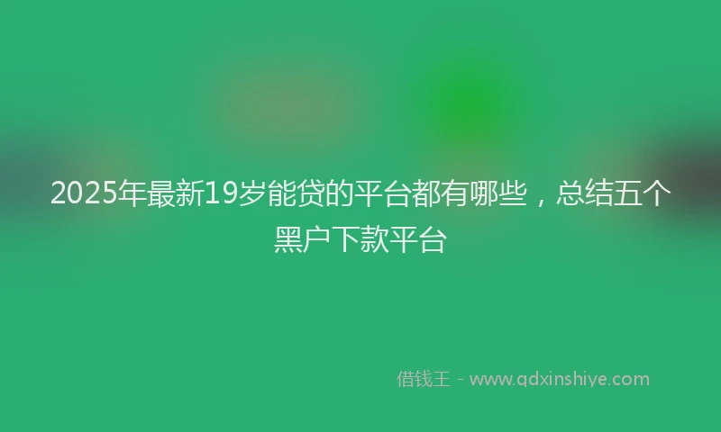 2025年最新19岁能贷的平台都有哪些，总结五个黑户下款平台