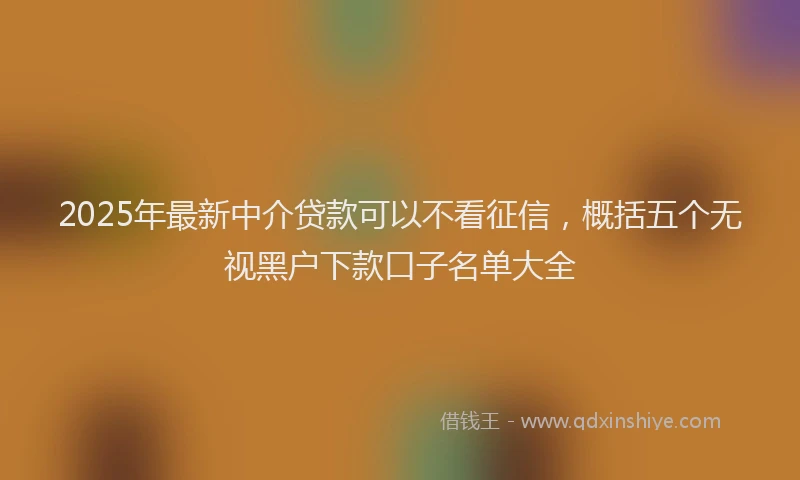 2025年最新中介贷款可以不看征信，概括五个无视黑户下款口子名单大全
