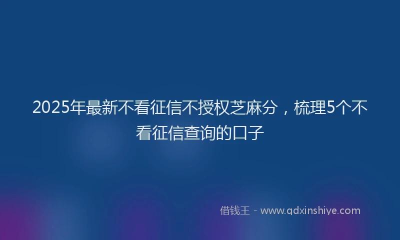 2025年最新不看征信不授权芝麻分，梳理5个不看征信查询的口子