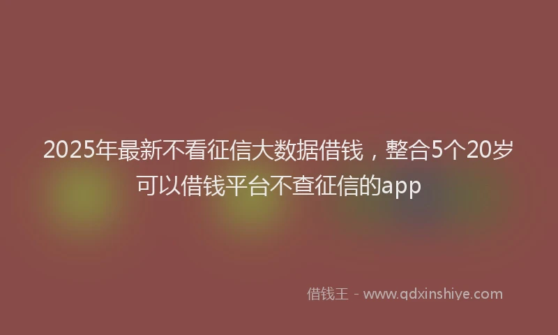 2025年最新不看征信大数据借钱，整合5个20岁可以借钱平台不查征信的app