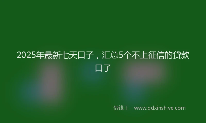 2025年最新七天口子，汇总5个不上征信的贷款口子