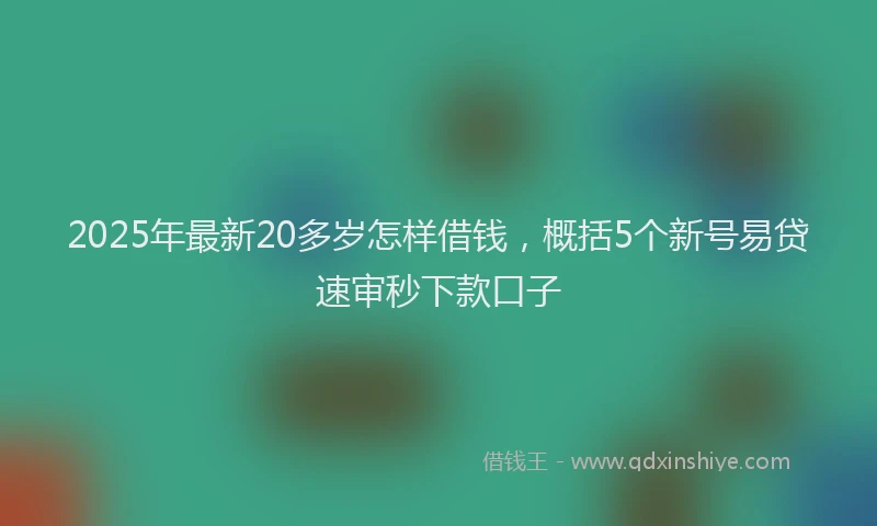 2025年最新20多岁怎样借钱，概括5个新号易贷速审秒下款口子