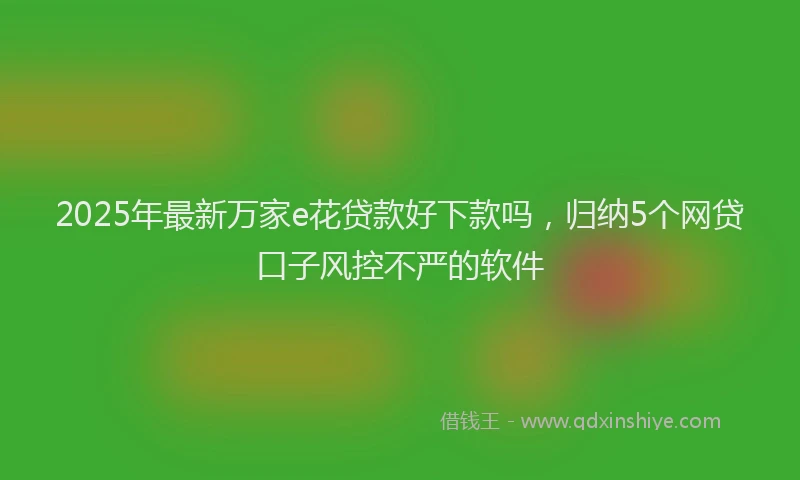 2025年最新万家e花贷款好下款吗，归纳5个网贷口子风控不严的软件