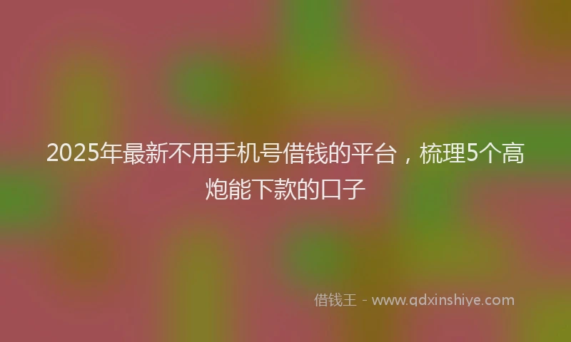 2025年最新不用手机号借钱的平台，梳理5个高炮能下款的口子