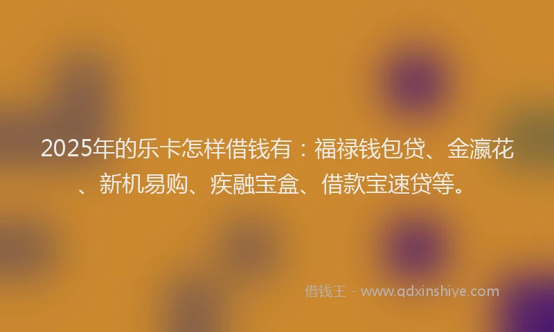 2025年的乐卡怎样借钱有：福禄钱包贷、金瀛花、新机易购、疾融宝盒、借款宝速贷等。