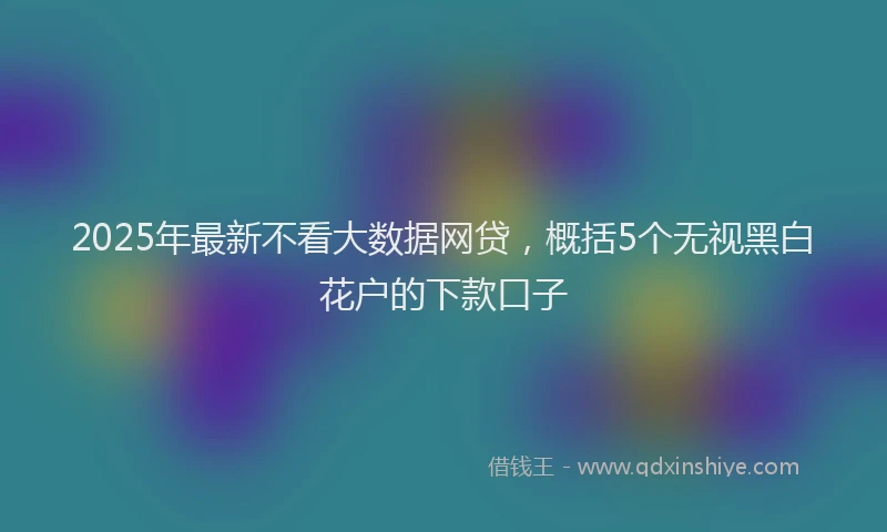 2025年最新不看大数据网贷，概括5个无视黑白花户的下款口子