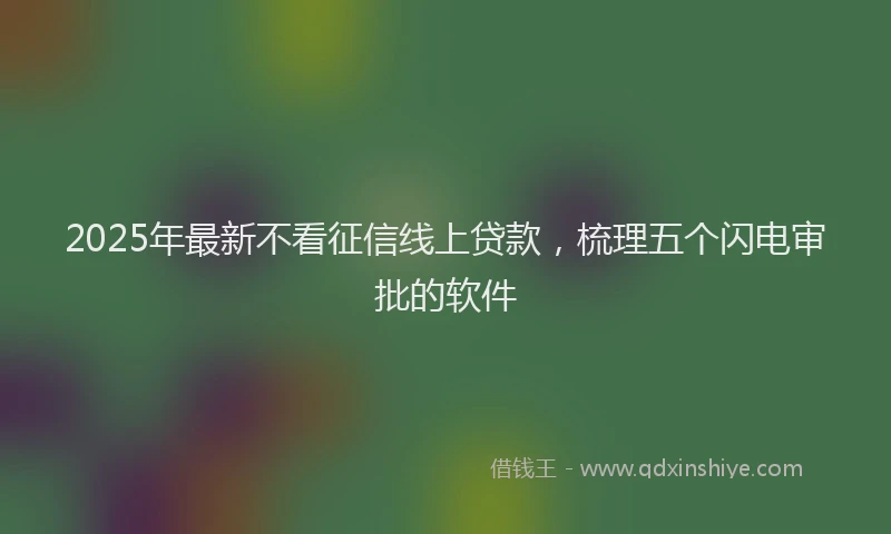2025年最新不看征信线上贷款，梳理五个闪电审批的软件