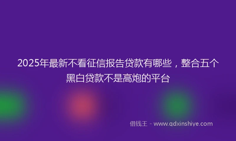 2025年最新不看征信报告贷款有哪些，整合五个黑白贷款不是高炮的平台