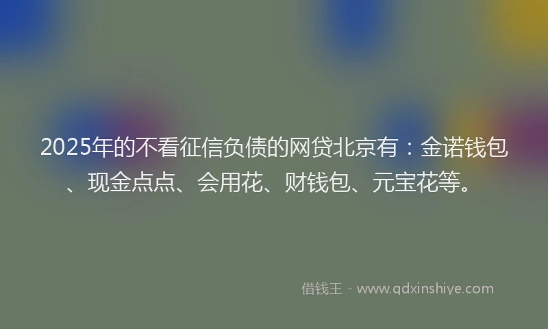 2025年的不看征信负债的网贷北京有：金诺钱包、现金点点、会用花、财钱包、元宝花等。
