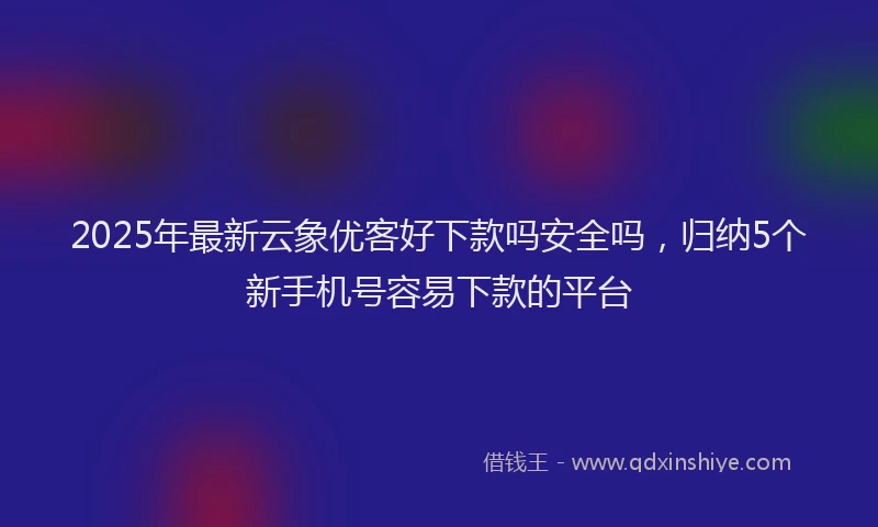 2025年最新云象优客好下款吗安全吗，归纳5个新手机号容易下款的平台