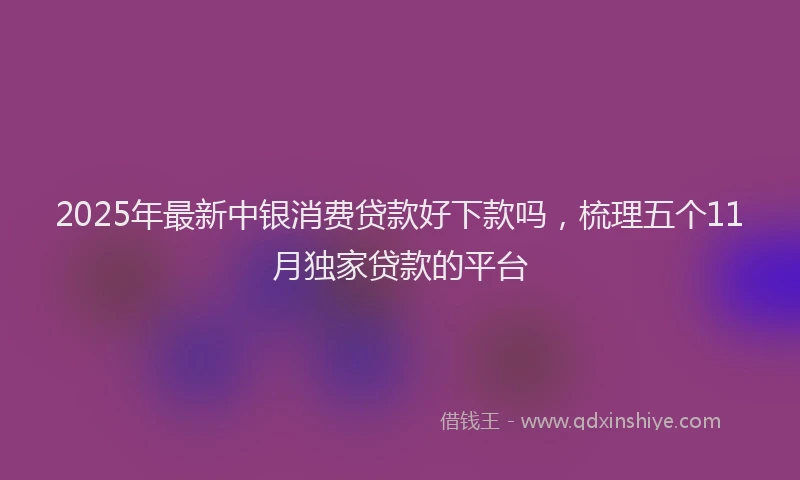 2025年最新中银消费贷款好下款吗，梳理五个11月独家贷款的平台