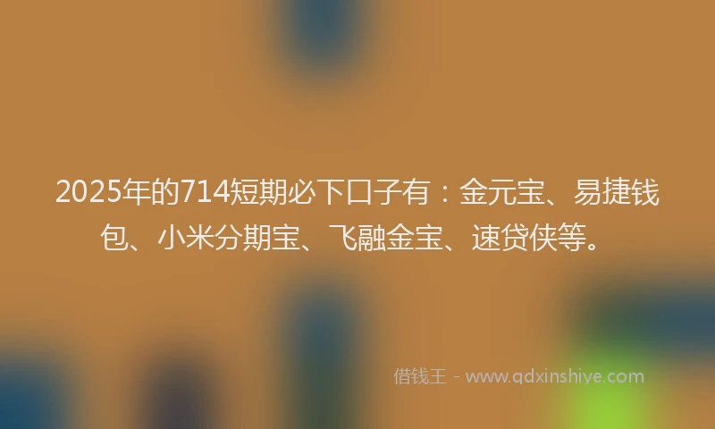 2025年的714短期必下口子有：金元宝、易捷钱包、小米分期宝、飞融金宝、速贷侠等。