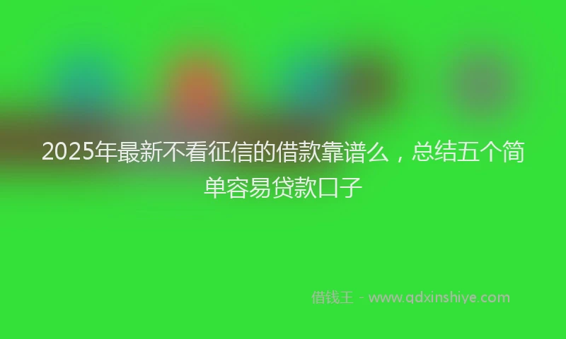 2025年最新不看征信的借款靠谱么，总结五个简单容易贷款口子