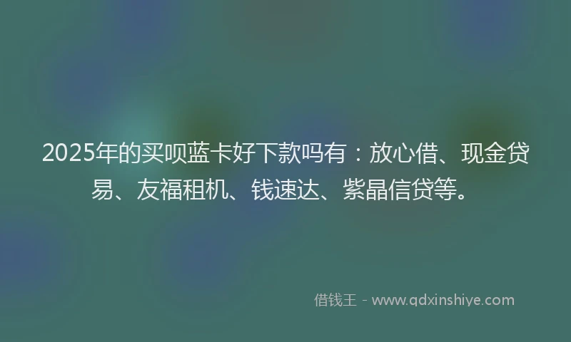 2025年的买呗蓝卡好下款吗有：放心借、现金贷易、友福租机、钱速达、紫晶信贷等。