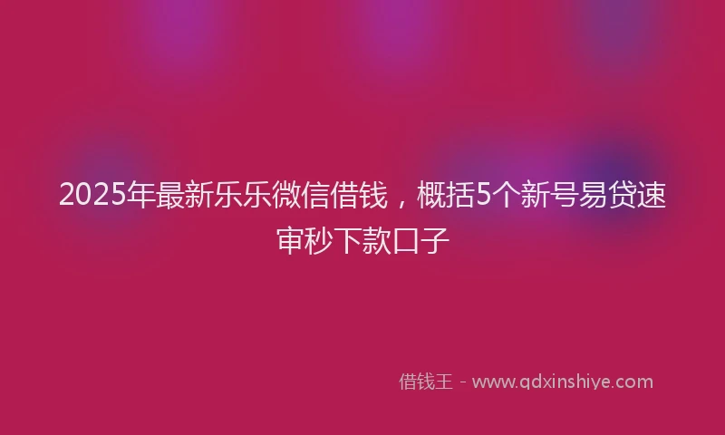 2025年最新乐乐微信借钱，概括5个新号易贷速审秒下款口子