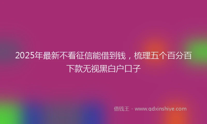 2025年最新不看征信能借到钱，梳理五个百分百下款无视黑白户口子