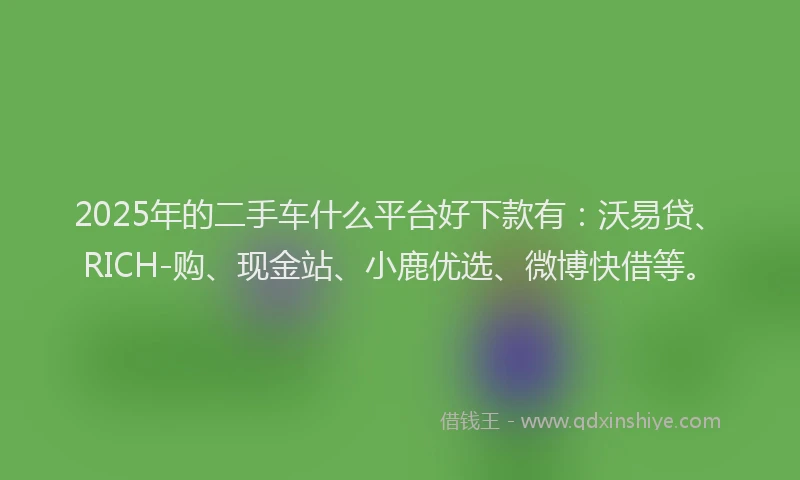 2025年的二手车什么平台好下款有：沃易贷、RICH-购、现金站、小鹿优选、微博快借等。