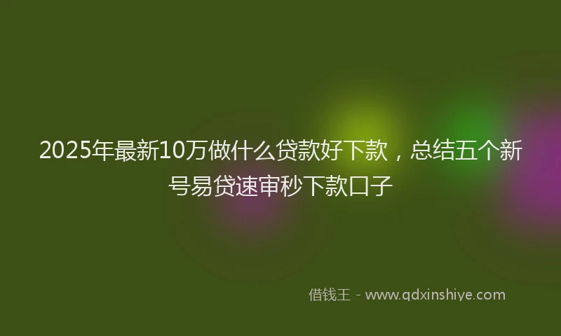 2025年最新10万做什么贷款好下款，总结五个新号易贷速审秒下款口子
